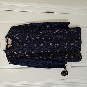 Wayf Navy Blue Lace Shift Dress